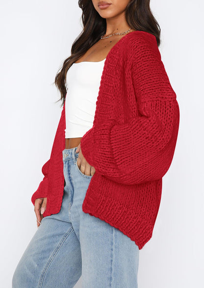 Pisania Cardigan Sweaters for Women Trendy Fall Fashion Long Sleeve Chunky Knit Cardigans Winter Clothing Outfits
