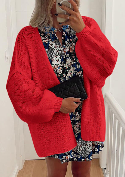 Pisania Womens Oversized Cardigan Sweaters Fall Long Lantern Sleeve Knit Open Front Lightweight Sweater