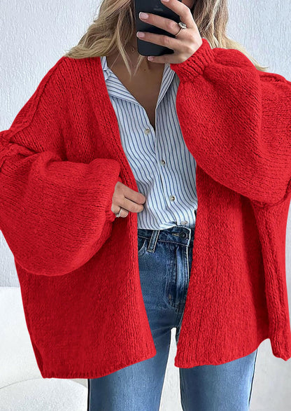 Pisania Womens Oversized Cardigan Sweaters Fall Long Lantern Sleeve Knit Open Front Lightweight Sweater
