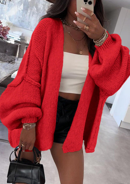 Pisania Womens Oversized Cardigan Sweaters Fall Long Lantern Sleeve Knit Open Front Lightweight Sweater