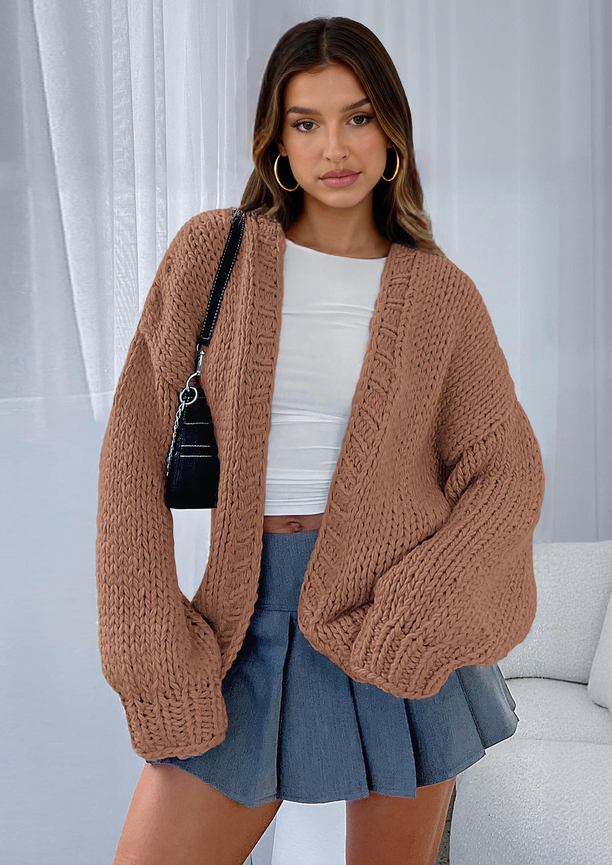 Pisania Cardigan Sweaters for Women Trendy Fall Fashion Long Sleeve Chunky Knit Cardigans Winter Clothing Outfits