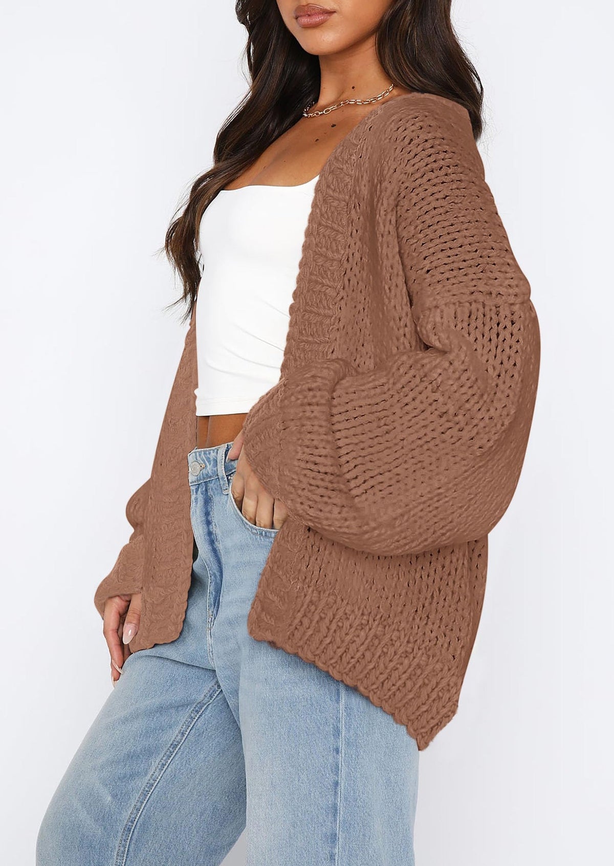 Pisania Cardigan Sweaters for Women Trendy Fall Fashion Long Sleeve Chunky Knit Cardigans Winter Clothing Outfits