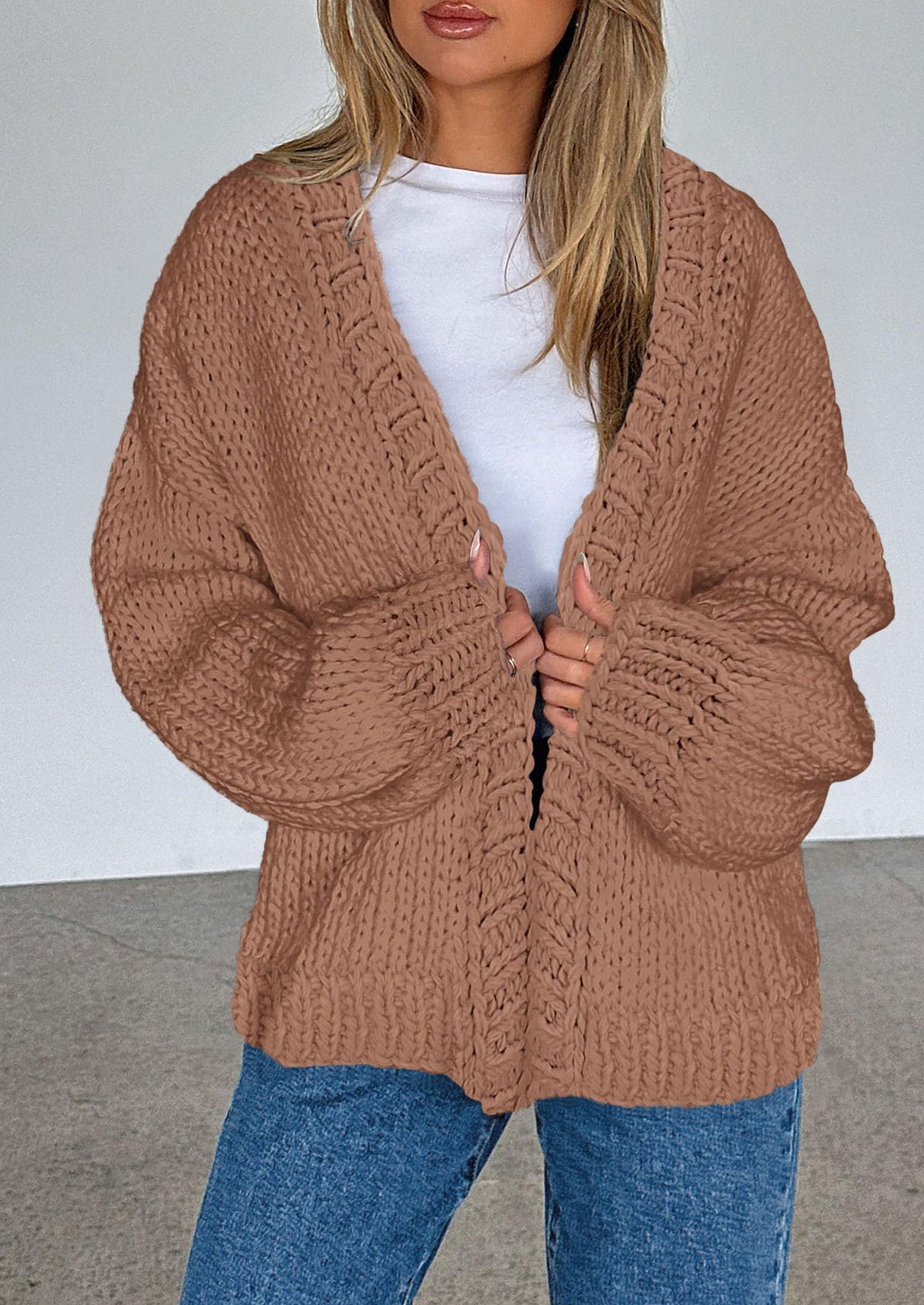 Pisania Cardigan Sweaters for Women Trendy Fall Fashion Long Sleeve Chunky Knit Cardigans Winter Clothing Outfits