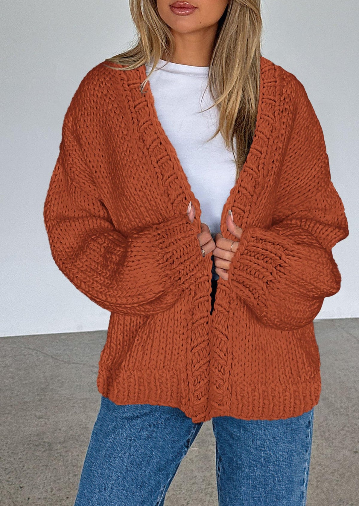 Pisania Cardigan Sweaters for Women Trendy Fall Fashion Long Sleeve Chunky Knit Cardigans Winter Clothing Outfits