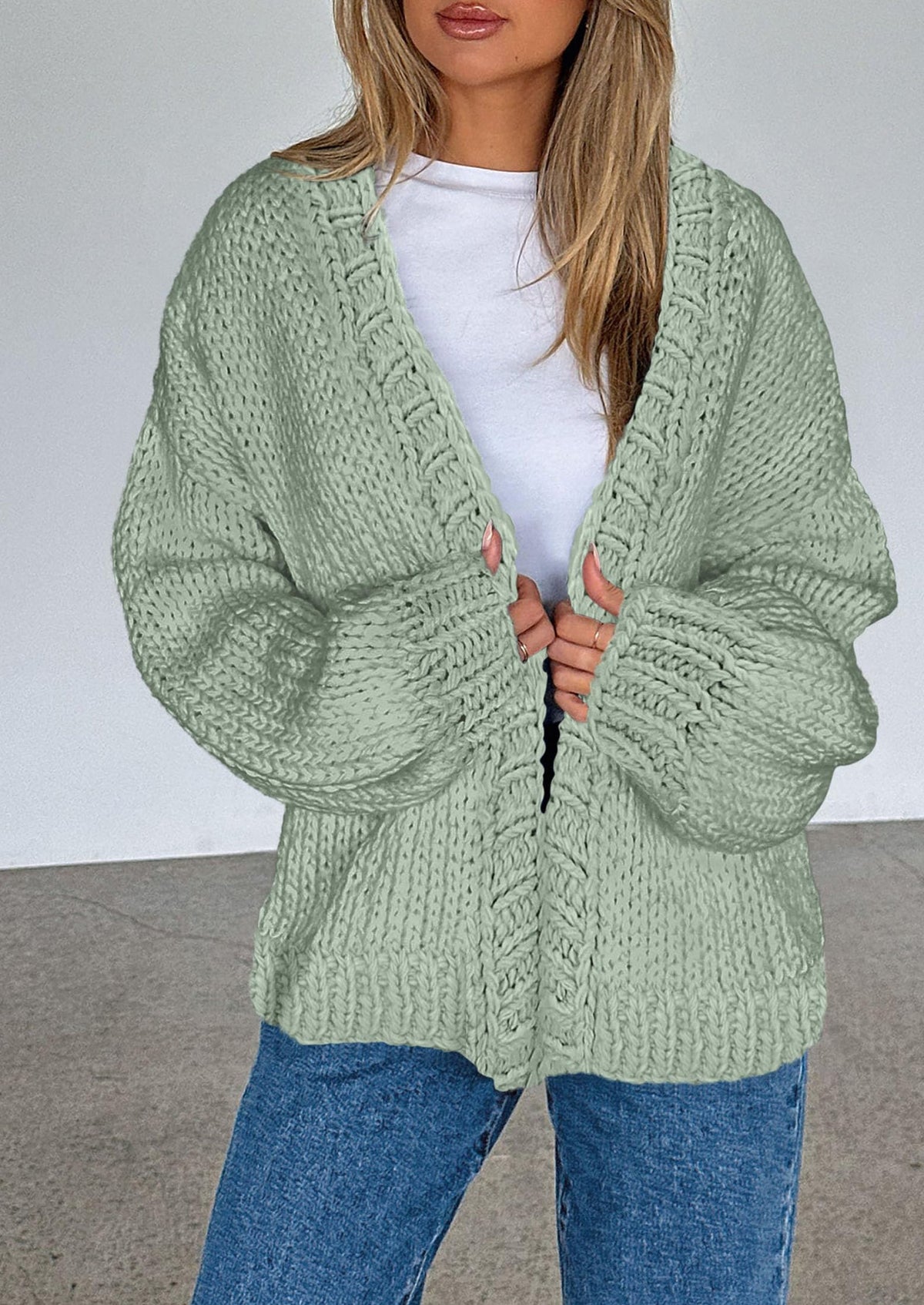 Pisania Cardigan Sweaters for Women Trendy Fall Fashion Long Sleeve Chunky Knit Cardigans Winter Clothing Outfits