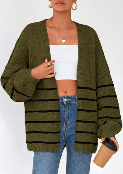 Pisania Womens Oversized Cardigan Sweaters Fall Long Lantern Sleeve Knit Open Front Lightweight Sweater
