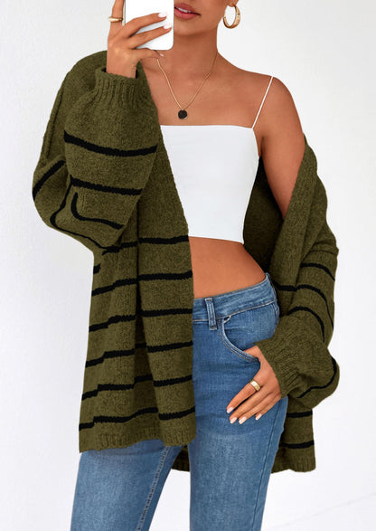 Pisania Womens Oversized Cardigan Sweaters Fall Long Lantern Sleeve Knit Open Front Lightweight Sweater