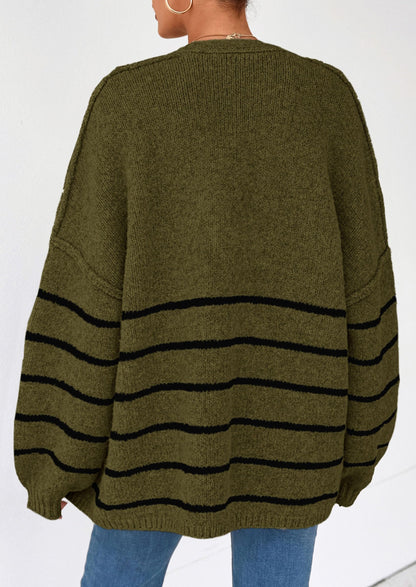Pisania Womens Oversized Cardigan Sweaters Fall Long Lantern Sleeve Knit Open Front Lightweight Sweater