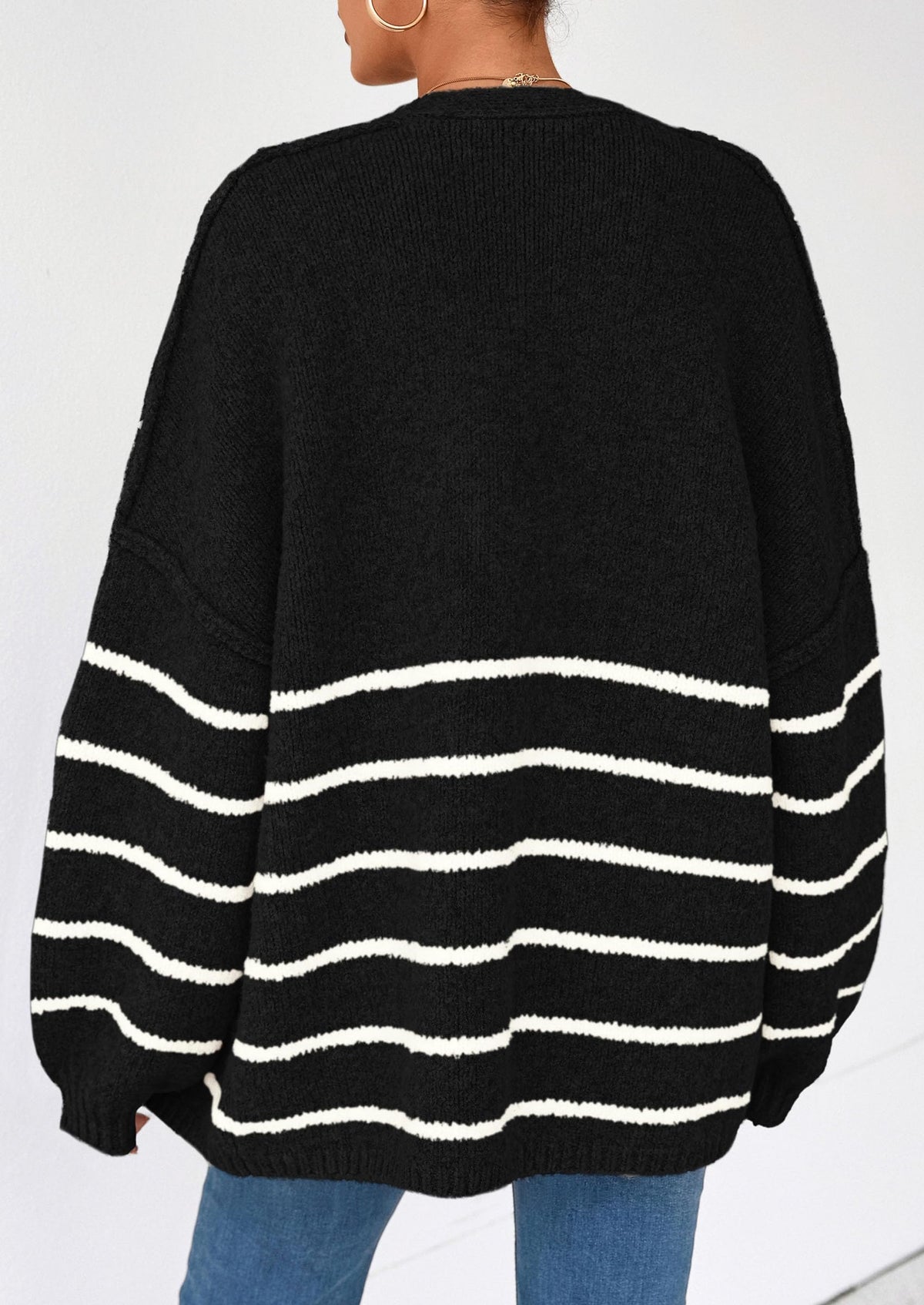 Pisania Womens Oversized Cardigan Sweaters Fall Long Lantern Sleeve Knit Open Front Lightweight Sweater