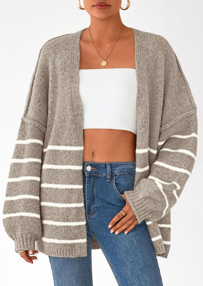 Pisania Womens Oversized Cardigan Sweaters Fall Long Lantern Sleeve Knit Open Front Lightweight Sweater