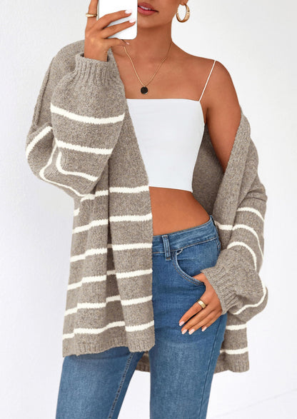 Pisania Womens Oversized Cardigan Sweaters Fall Long Lantern Sleeve Knit Open Front Lightweight Sweater