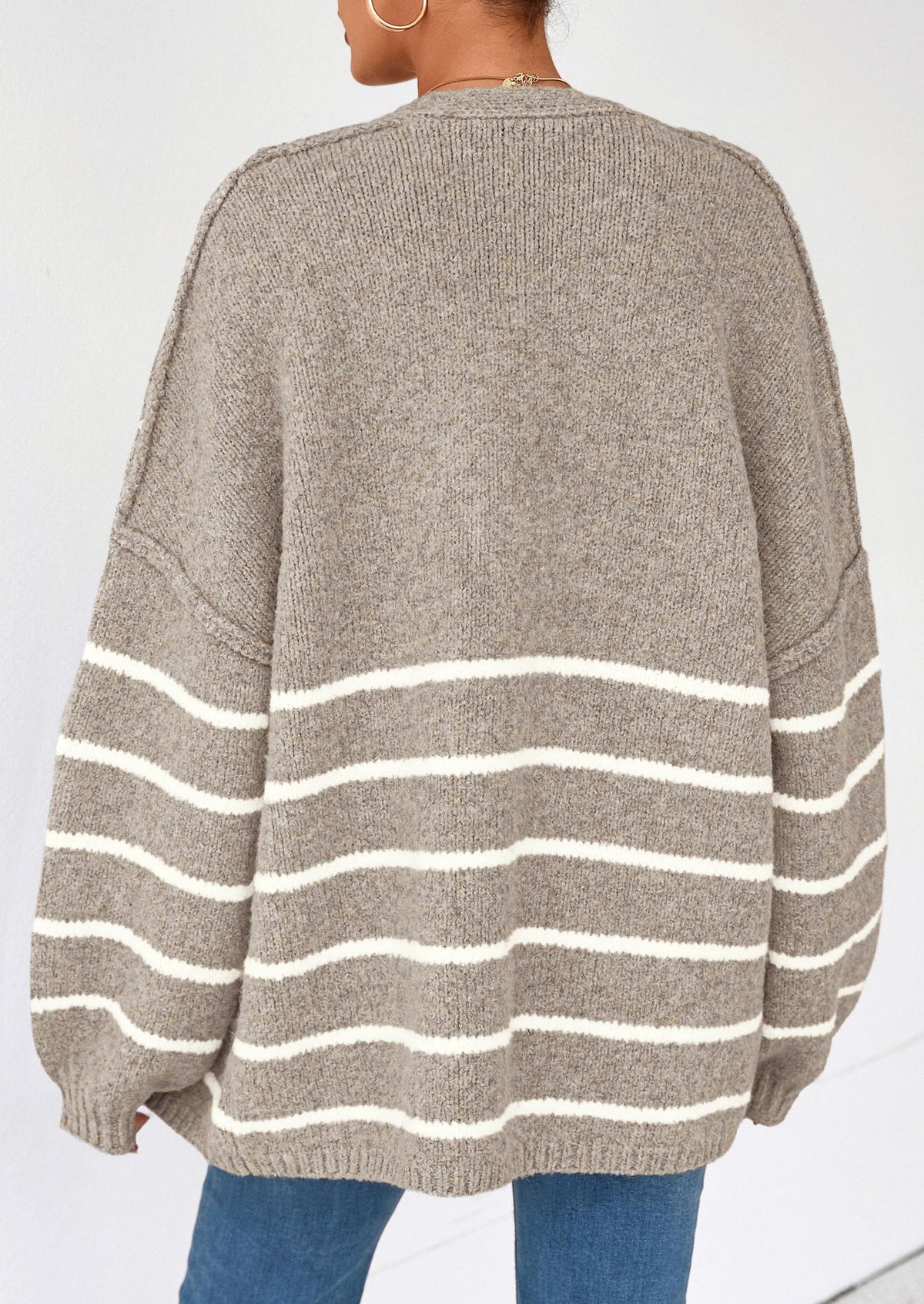 Pisania Womens Oversized Cardigan Sweaters Fall Long Lantern Sleeve Knit Open Front Lightweight Sweater