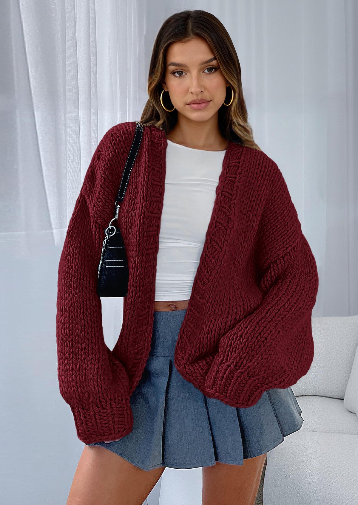 Pisania Cardigan Sweaters for Women Trendy Fall Fashion Long Sleeve Chunky Knit Cardigans Winter Clothing Outfits