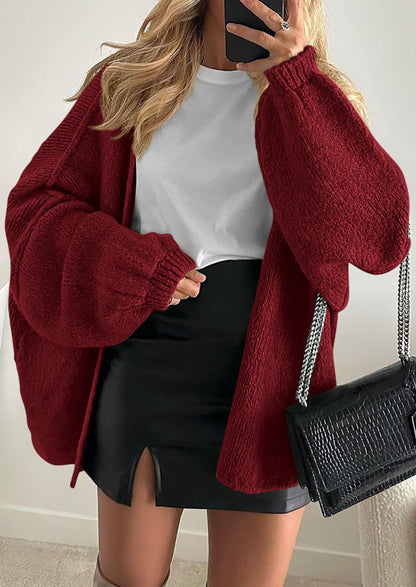 Pisania Womens Oversized Cardigan Sweaters Fall Long Lantern Sleeve Knit Open Front Lightweight Sweater