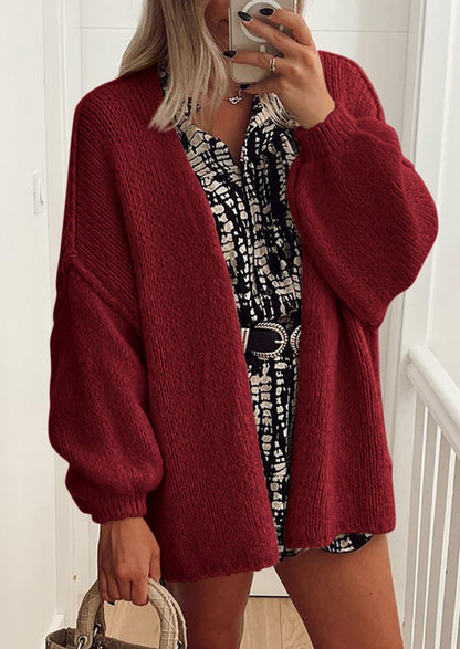 Pisania Womens Oversized Cardigan Sweaters Fall Long Lantern Sleeve Knit Open Front Lightweight Sweater