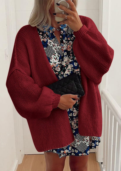 Pisania Womens Oversized Cardigan Sweaters Fall Long Lantern Sleeve Knit Open Front Lightweight Sweater