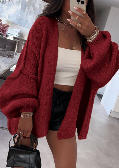 Pisania Womens Oversized Cardigan Sweaters Fall Long Lantern Sleeve Knit Open Front Lightweight Sweater