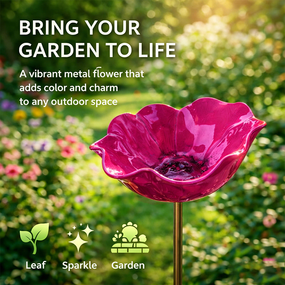 Colorful Metal Flower Stake for Birds, Bees & Butterflies