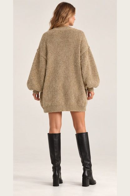 PISANIA The Willow Oversized Cardigan – Chunky Knit Balloon Sleeve Open Front Sweater